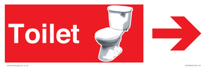 Toilet Dementia Friendly Sign Red Directional with Arrows